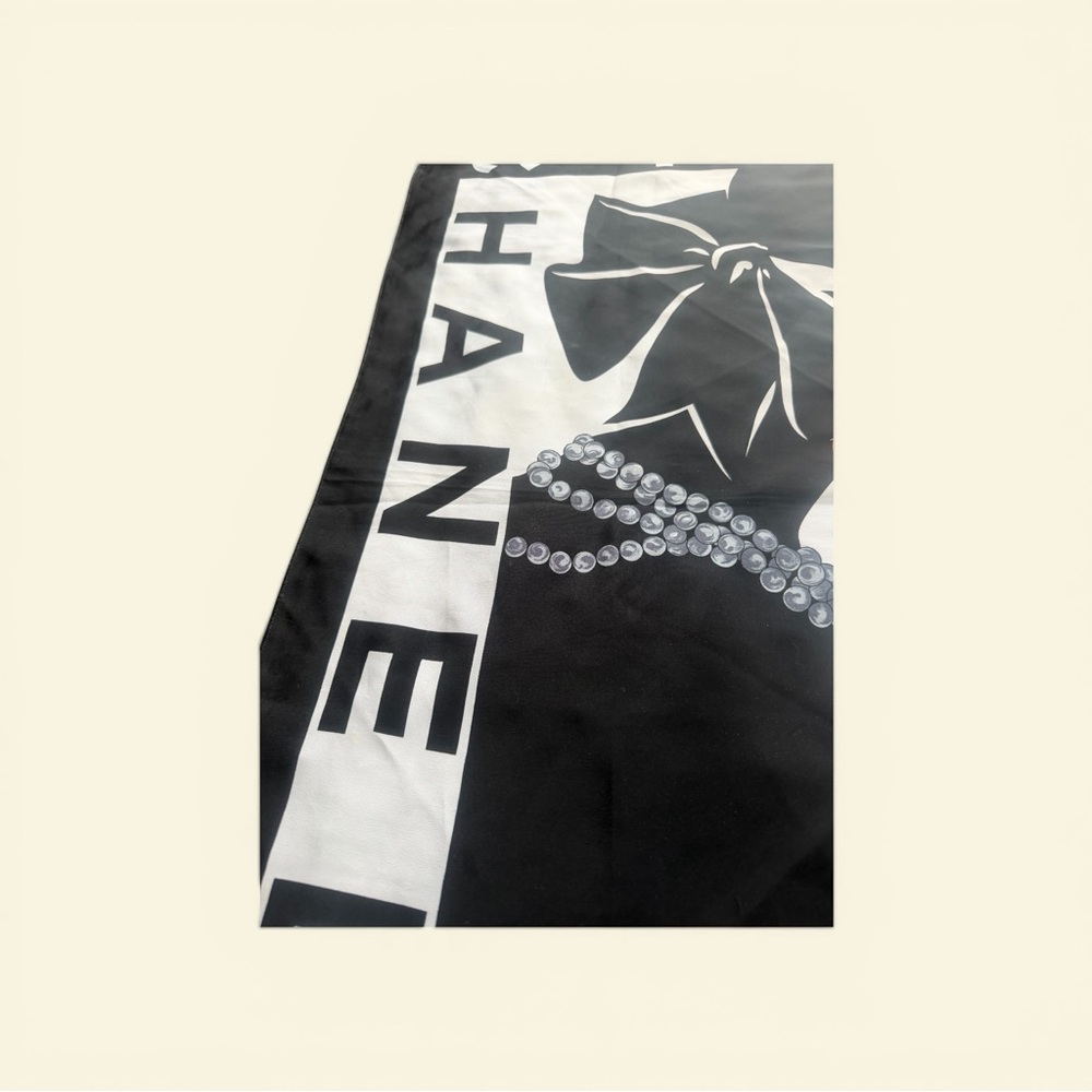 Vintage CHANEL Black, White and Gold Graphic Silk Scarf - Picture 8 of 11